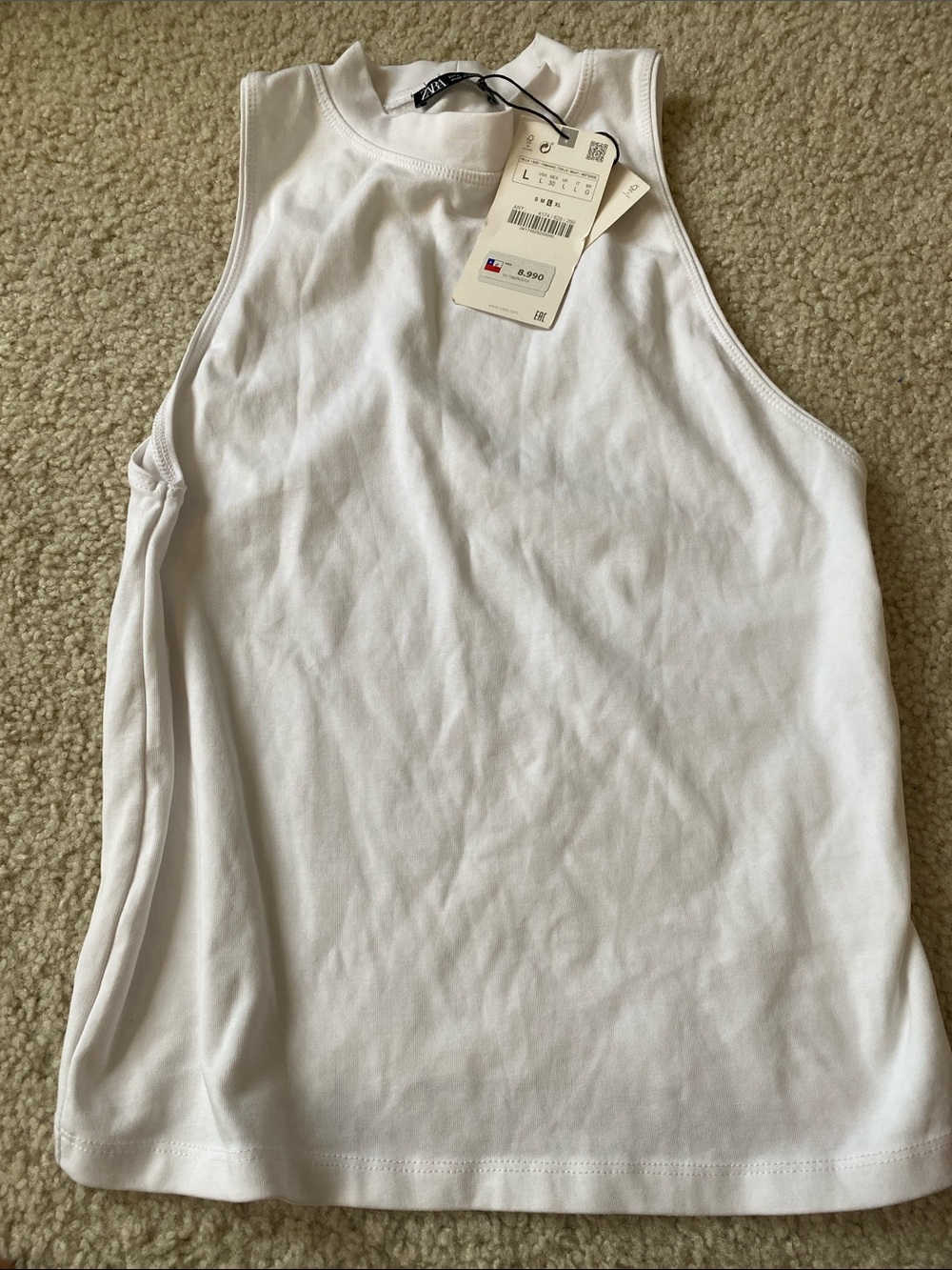 Zara new Women's White Ribbed Tank Top - Unbranded